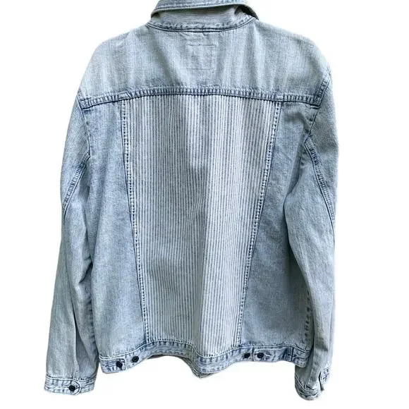 NEW w/ Tags Calvin Klein Men's Light Denim Jacket Striped Back XXL - Picture 2 of 6